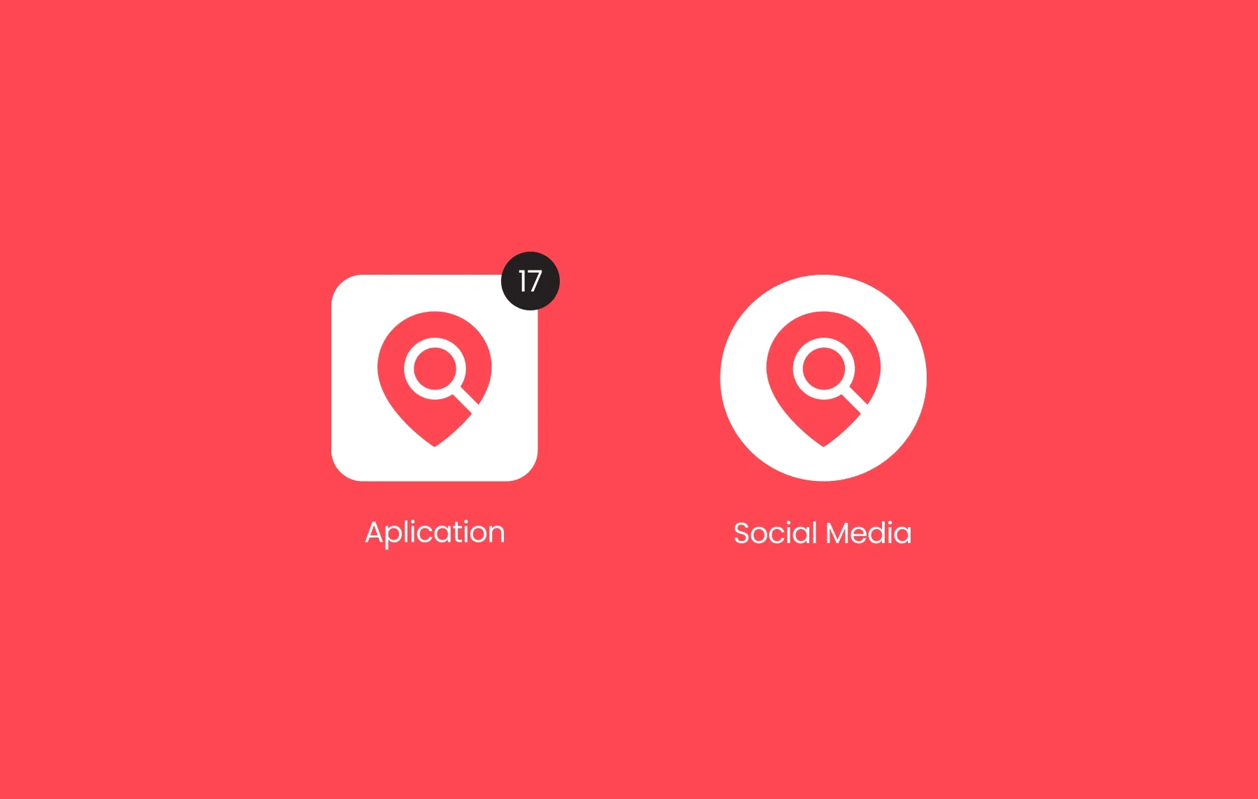 Icônes des applications sur un fond rouge.